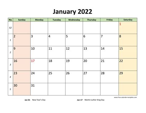 2022 Monthly Calender Printable